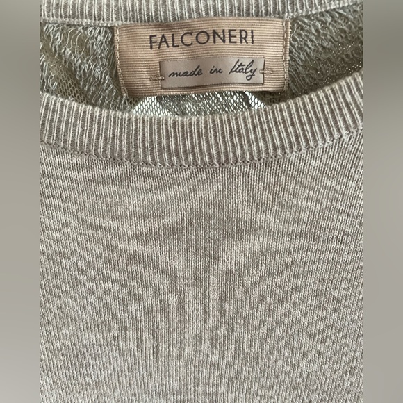 Falconeri Made in Italy Tan Sweater with Lace and bow tie back - Picture 3 of 6